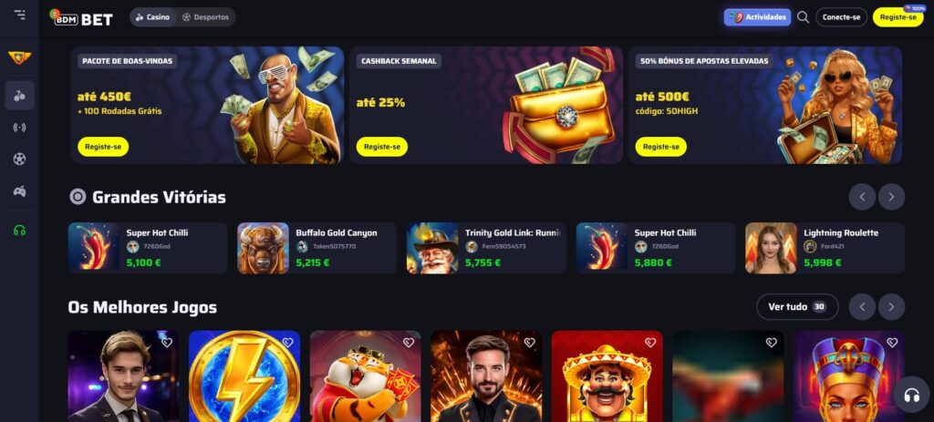 Página inicial do BDM Bet Casino