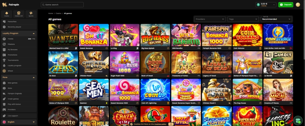 Página incial da FairSpin