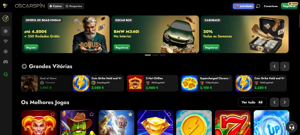 Página inicial da OscarSpin